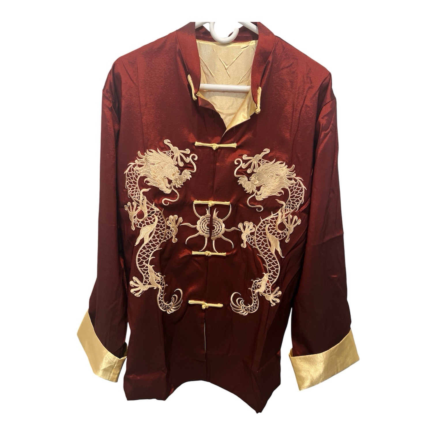 Men Traditional Chinese Tang Suit Coat Jacket Lungfu Martial Arts Uniform Dragon