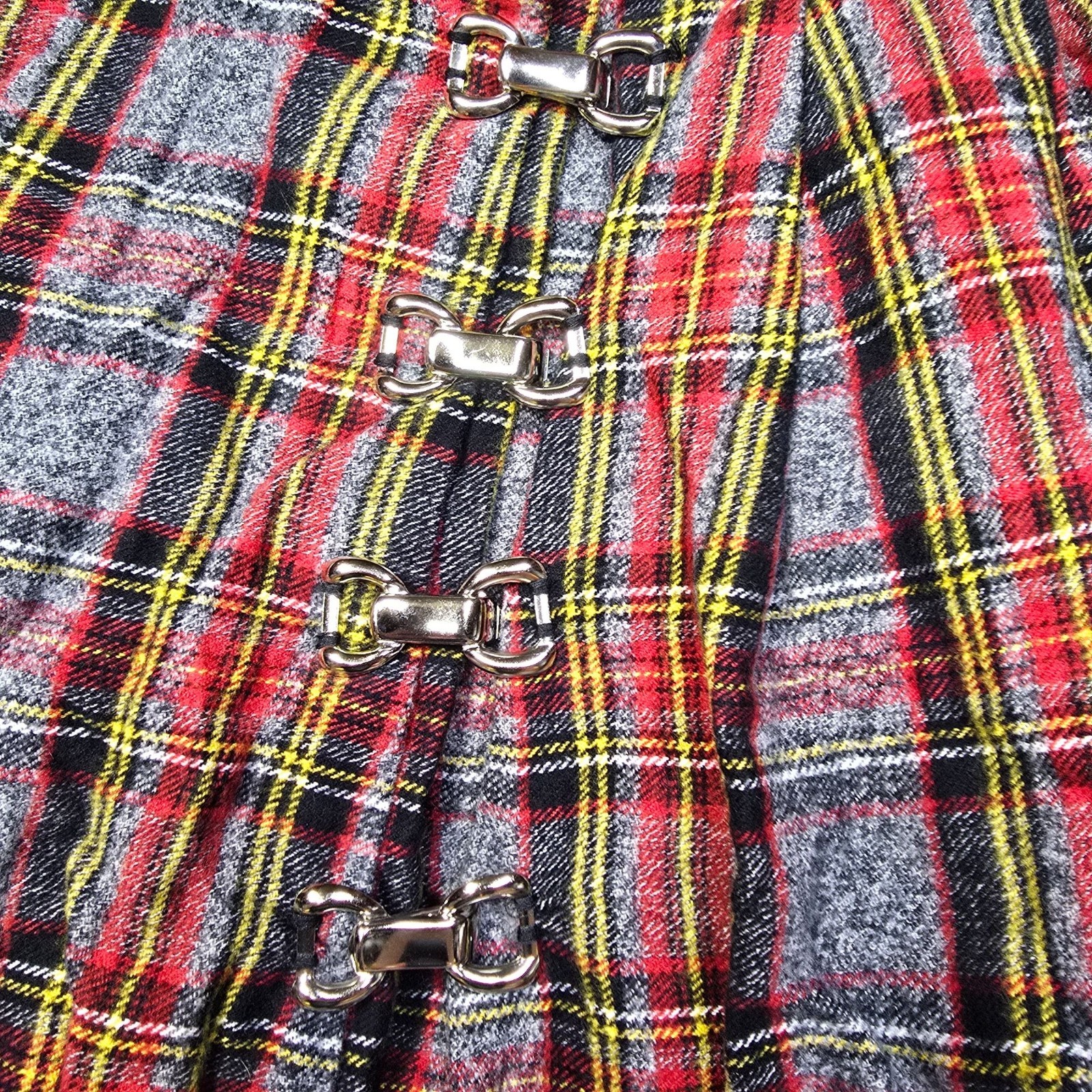 Forum Novelties Designer Collection Red Gray Plaid Kilt Metal Buckle Closures XL