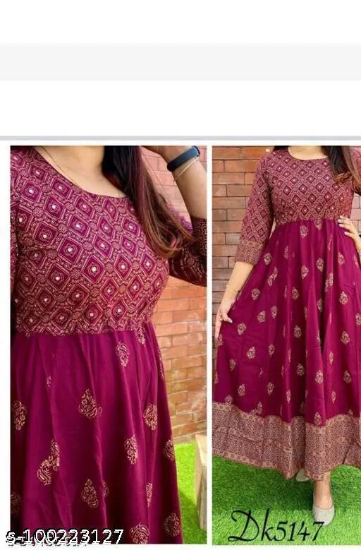 Indian Women Anarkali Bollywood Rayon Ethnic Kurta For Girls And Women