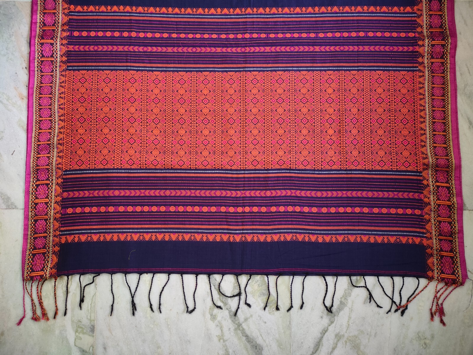 Assam Handwoven Khadi Cotton Saree Pure Mercerized Cotton Saree, Blouse Piece