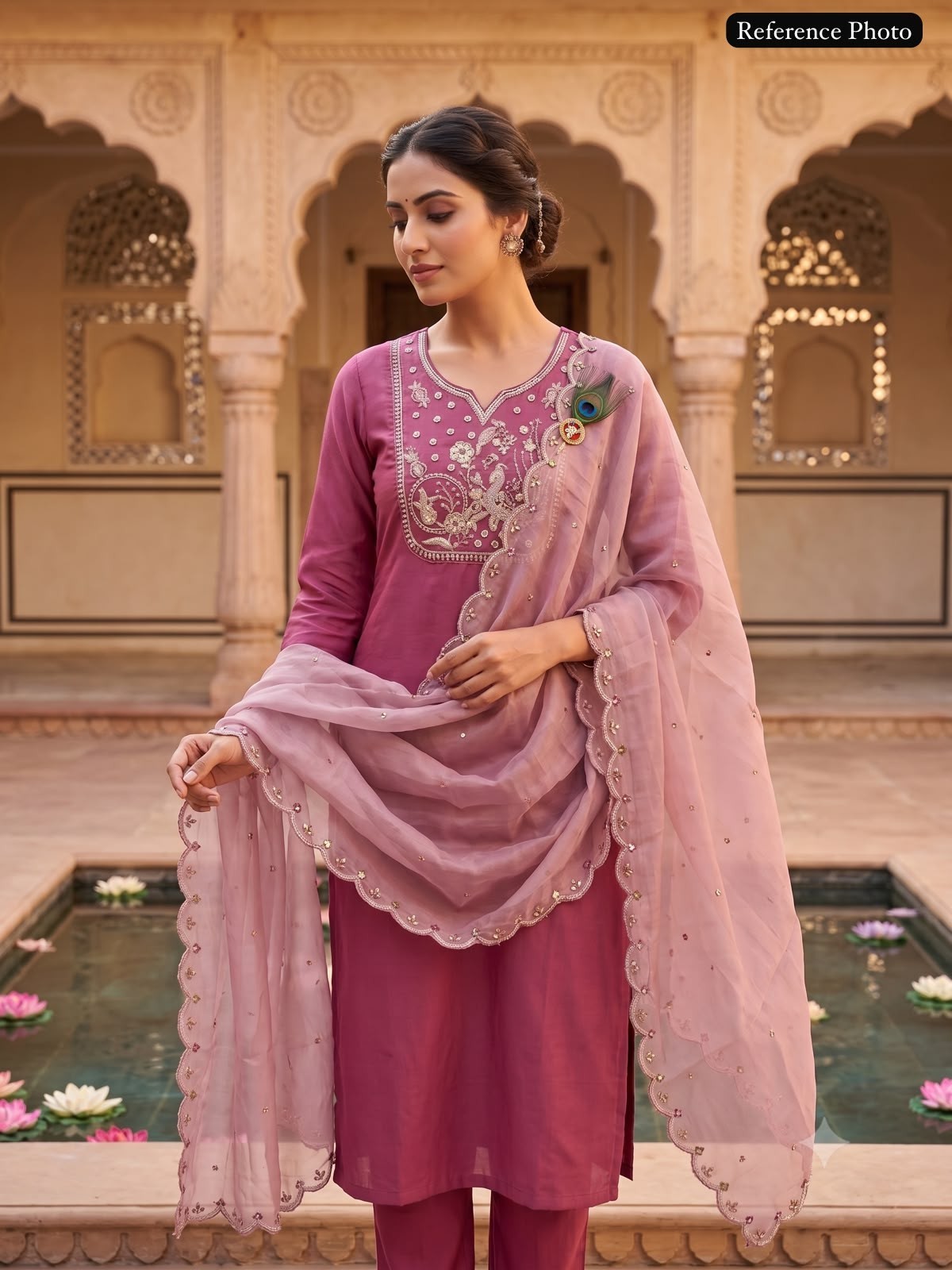 Readymade Pakistani Designer Boutique Suit Rouge Roman Silk Kurti Dupatta Set