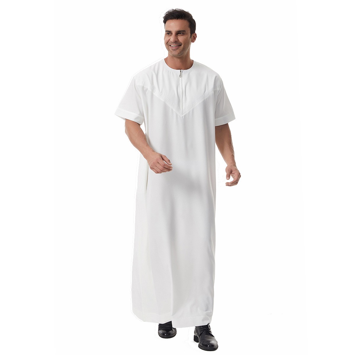 Prayer Abaya Muslim Men Long Sleeve Maxi Robe Saudi Jubba Thoub Thobe Eid Kaftan