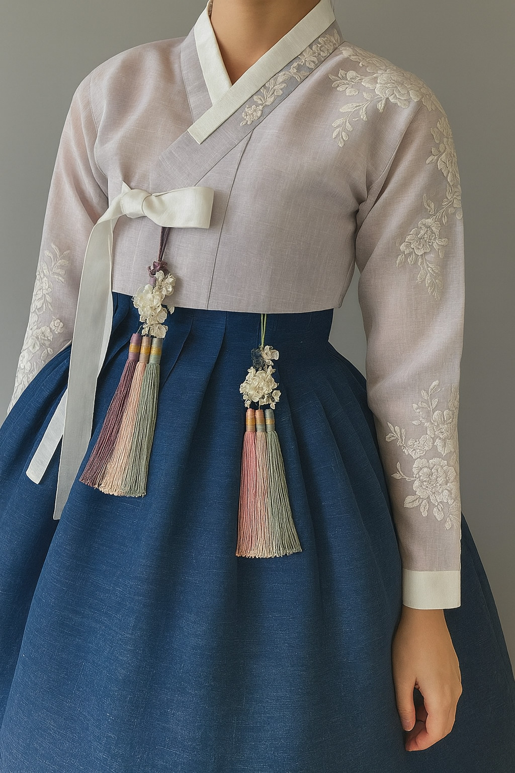 Korean Traditional Norigae Tassel Set – Pink & Purple Hanbok Accessories, 34 cm