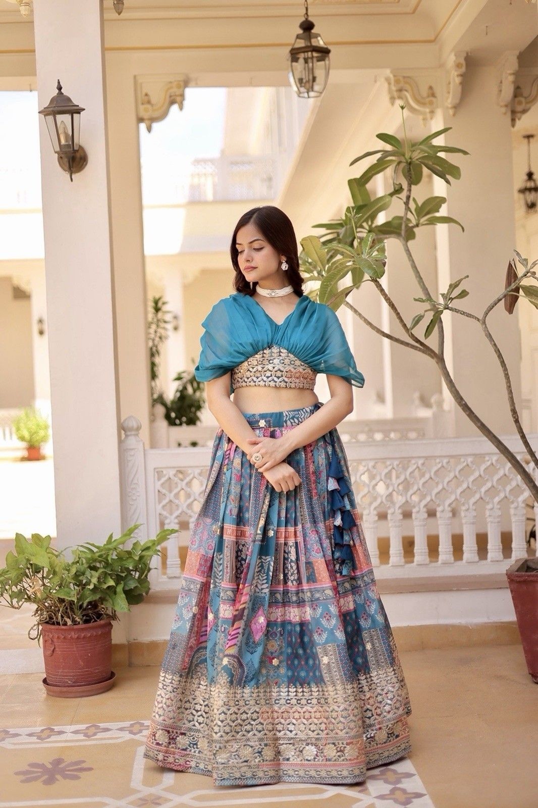 LEHENGA CHOLI INDIAN BOLLYWOOD WEDDING PARTY WEAR INDO WESTERN GOWN NWOT