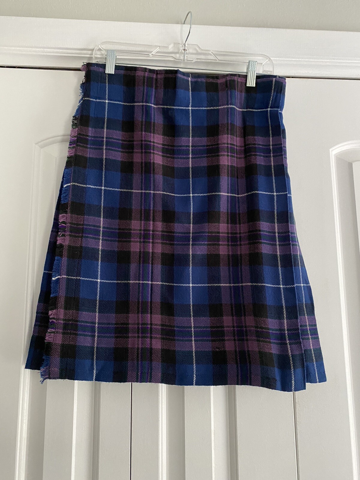 Thrifty-Kilts Stillwaterkilts.com Size S Purple+Navy Tartan Plaid Pleated Kilt