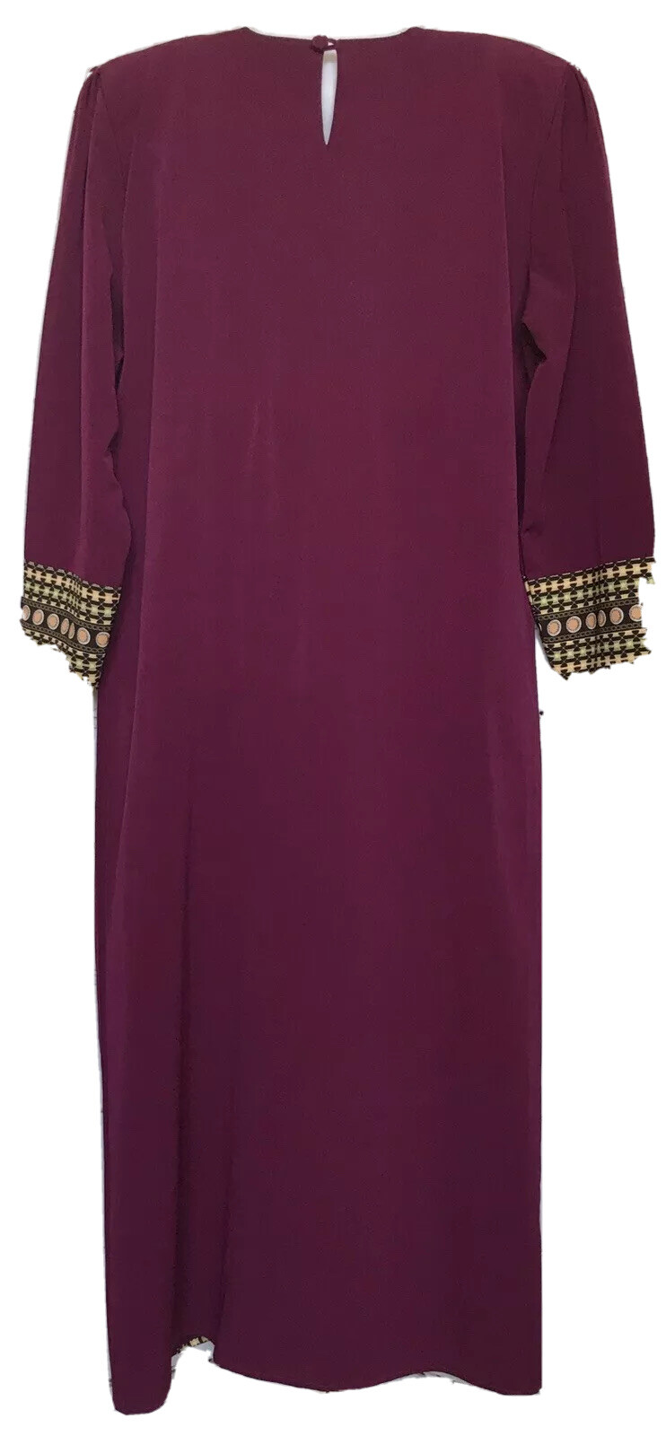 ASSABAH Purple Morocco Dress Jalabiya Gown Djellaba Embroidery Muslim Sz Medium