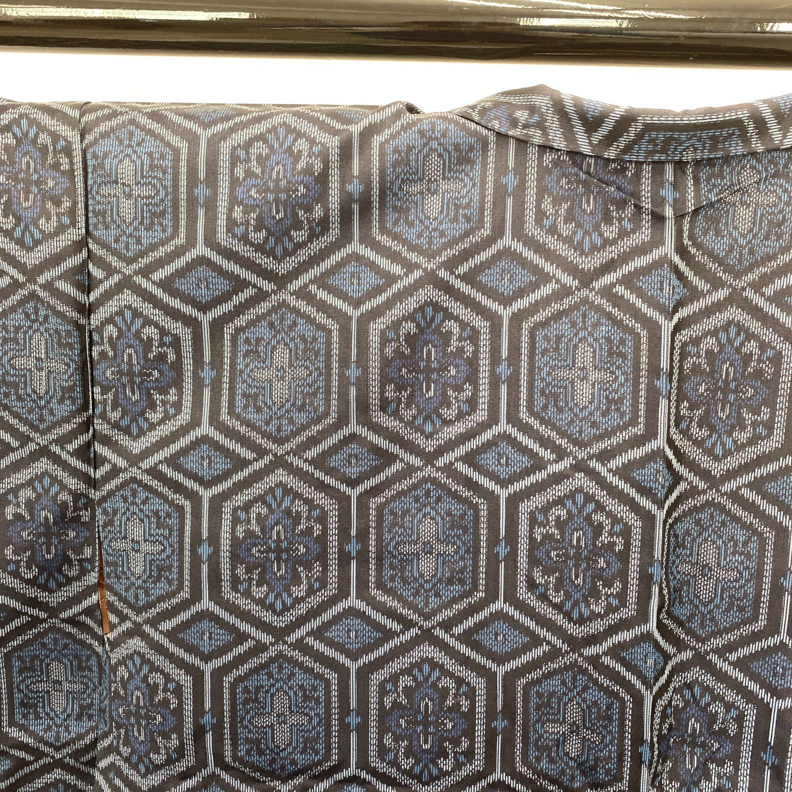 Japanese Vintage Kimono Haori Jacket Silk Blue Oshima Traditional Authentic 33in