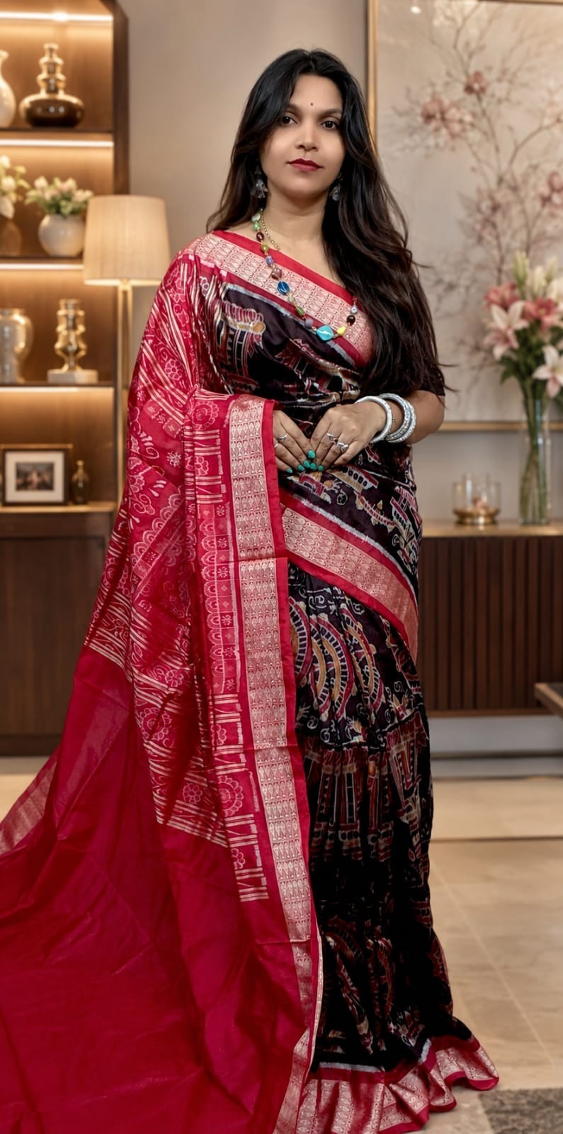 Sambalpuri saree odiya silk fall ,Pico done with unstitched – Handmade in India