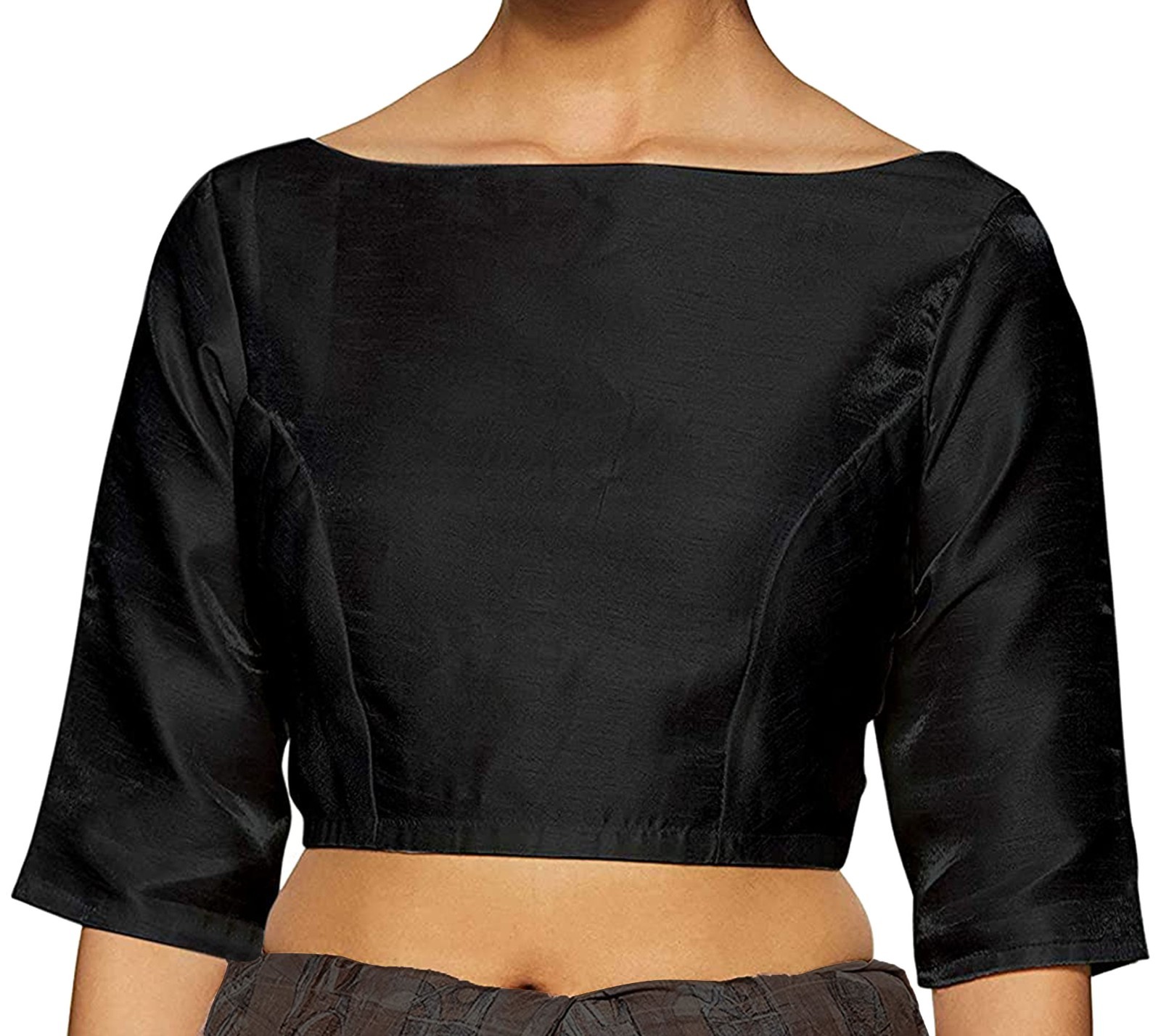 Women’s Dupion Silk Blouse Boat Neck Suitable Sari Top, Bollywood Choli Crop Top