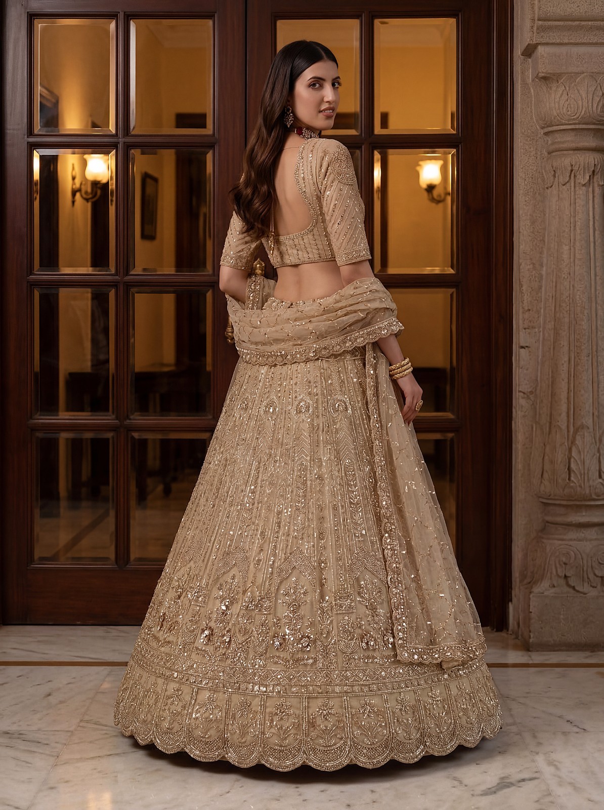 Designer Net Lehenga Choli Hand Beads Zari Embroidery Festive Ethnic Wear
