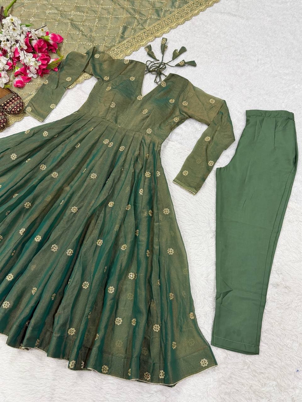 Wedding Wear Heavy Moss Silk Salwar Kameez With Dupatta For Women & Girls