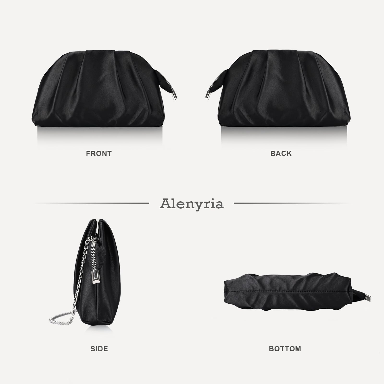 Pleated Clutch Purse for Women Satin Formal Evening Bag Handbag for Wedding P…
