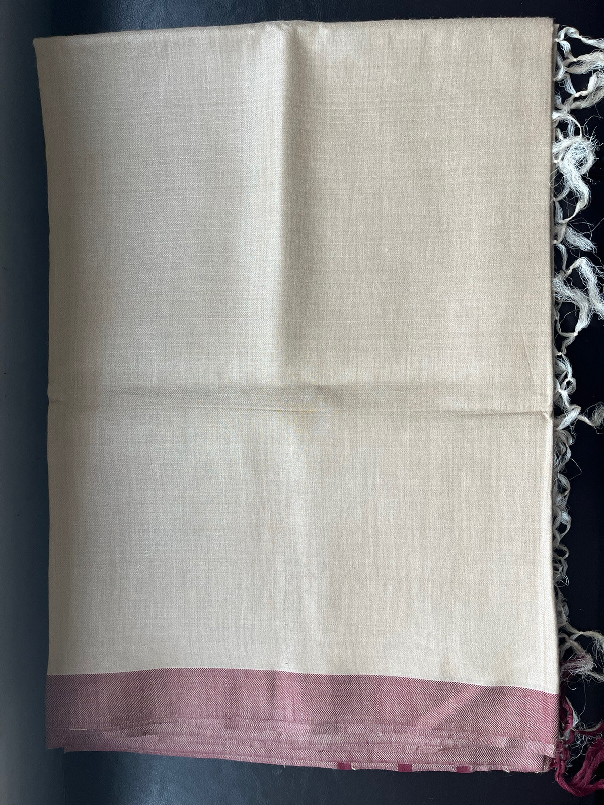 NWT FabIndia style Handloom Tussar soft Silk Saree sari Wine 🍷 / Ivory Pick 1