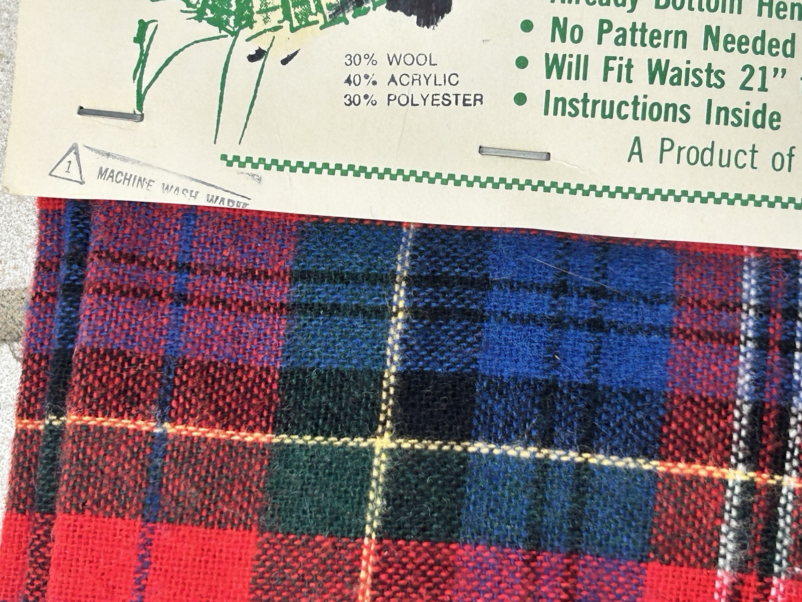 vintage highland kilt shulins woolen co plaid Fringed pleated pin womens New NOS
