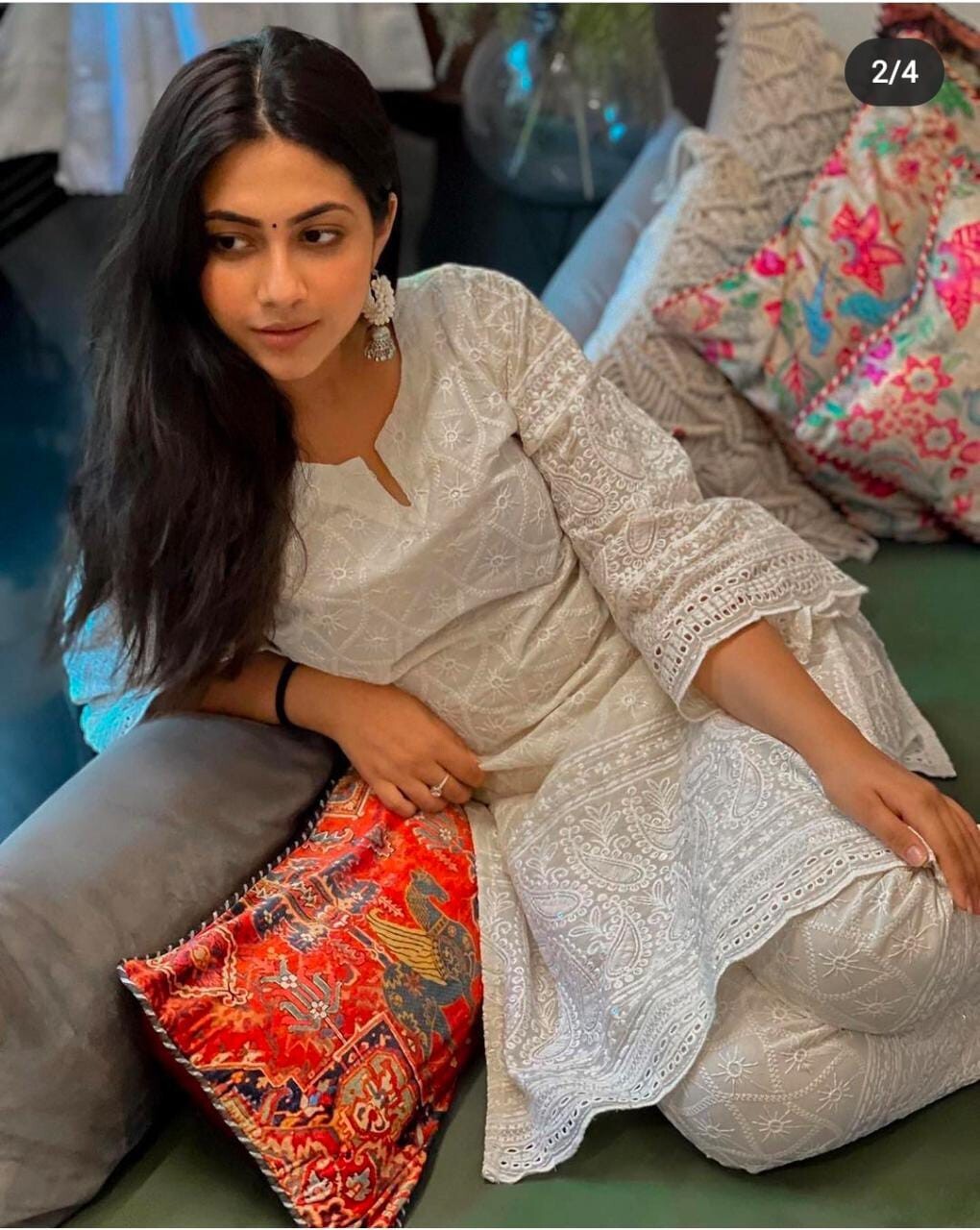 Super Comfortable Indian Kurti Pant Set with Chickenkari Work done on it