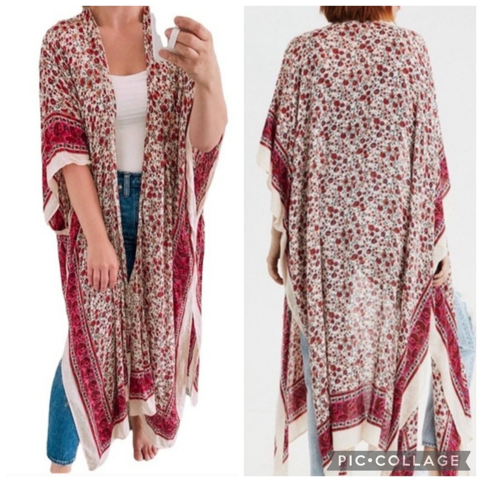 American Eagle “All the Blooms” Floral and Paisley Boho 100% Viscose Kimono OS