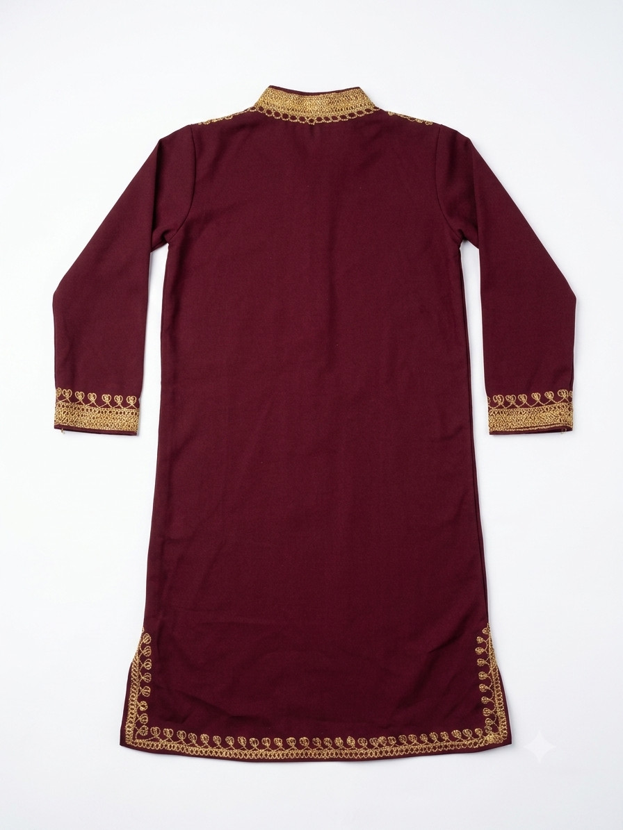 traditional Palestinian/Jordanian thobe in maroon for kids 9-11 years ثوب فلاحي