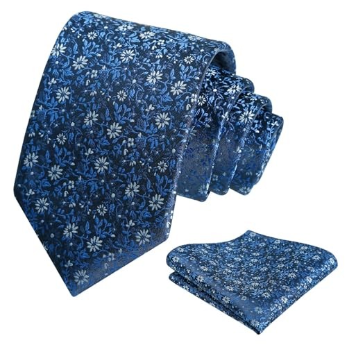 Mens 3.15inches Exquisite Floral Tie with Small Flower Printed 996-navy Blue