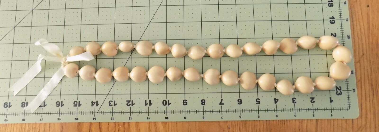 Kukui Nut Necklace Smooth, unusual Light Blonde Lei Authentic 32 Nuts 32″ long