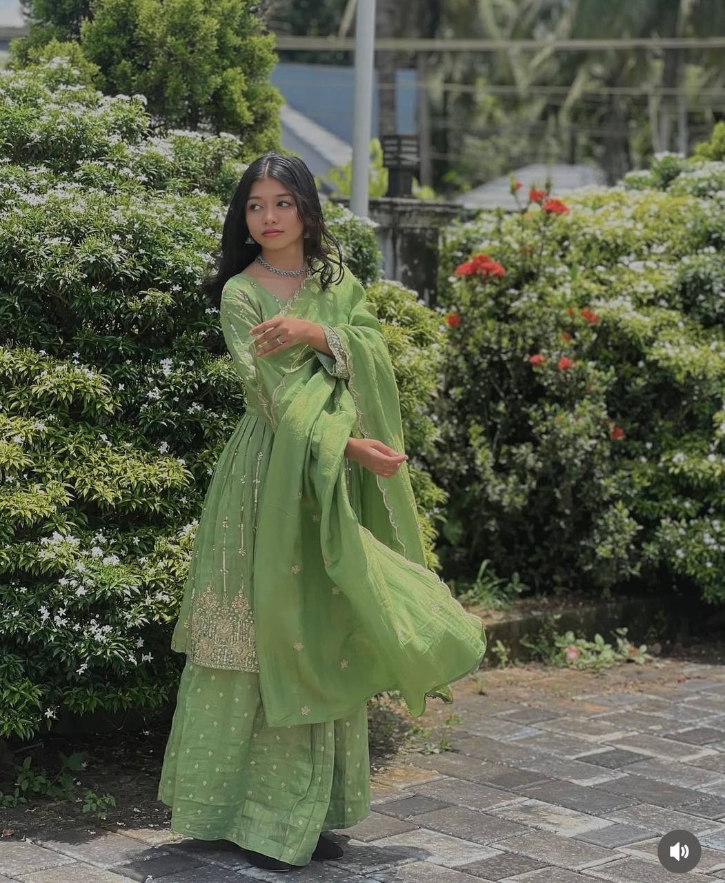 Latest New Heavy Chinnon Silk Kurta Palazzo With Dupatta For Function