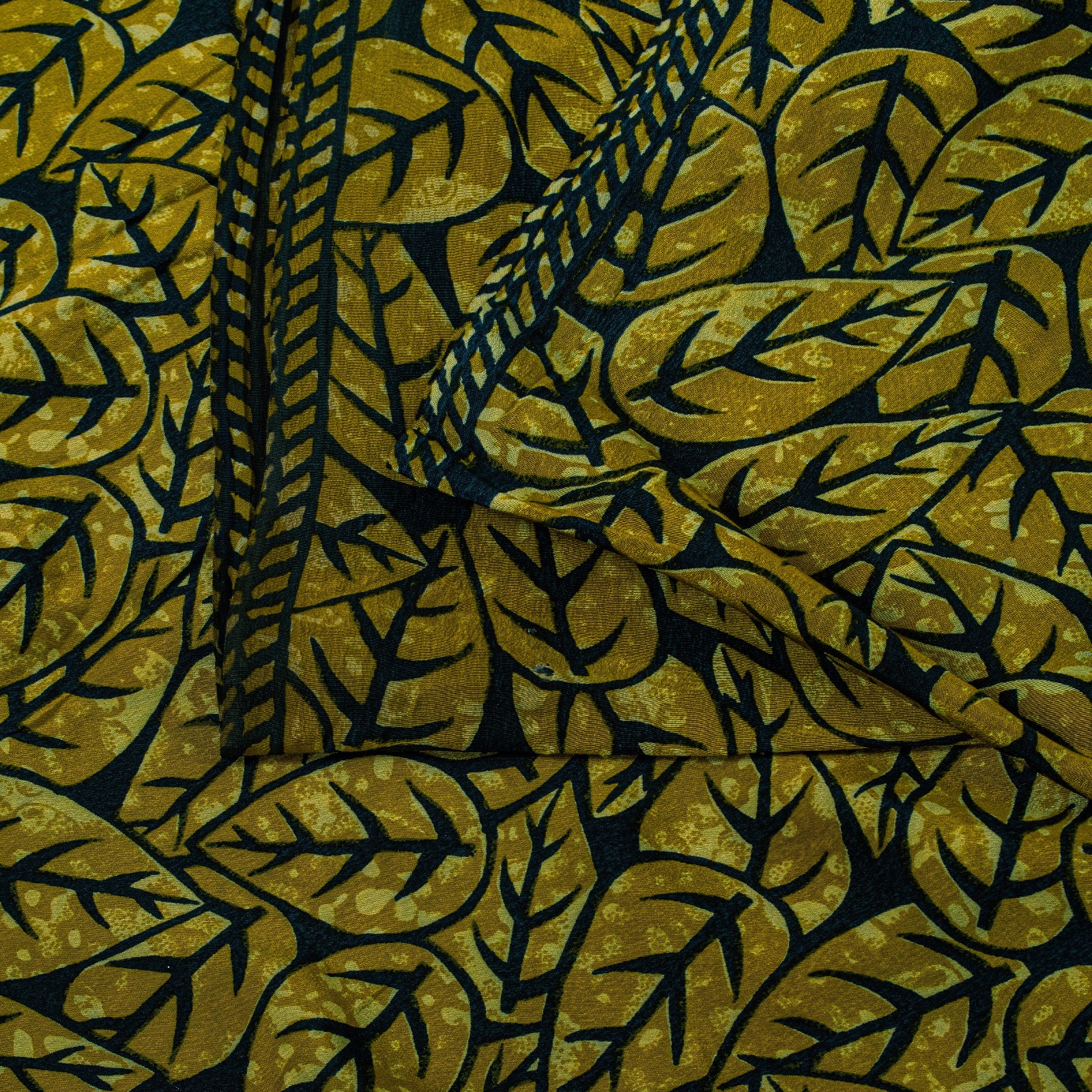 Sanskriti Vintage Soft Green 100% Pure Crepe Silk Sari Leaf Printed Saree 5.5Yd