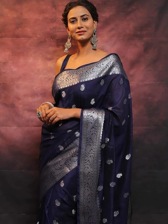Women’s Kanjivaram Soft Pure Silk Banarasi Sarees With Blouse Piece