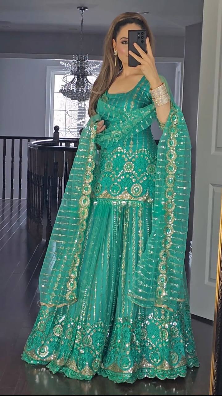 INDIAN GOWN SALWAR KAMEEZ SUIT NEW PARTY WEAR PAKISTANI WEDDING DRESS READY MADE