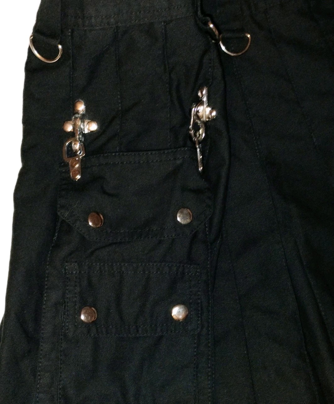 Scottish Unique Shop Grand Gothic Utility Kilt Black Cotton Men Size 42 Accents