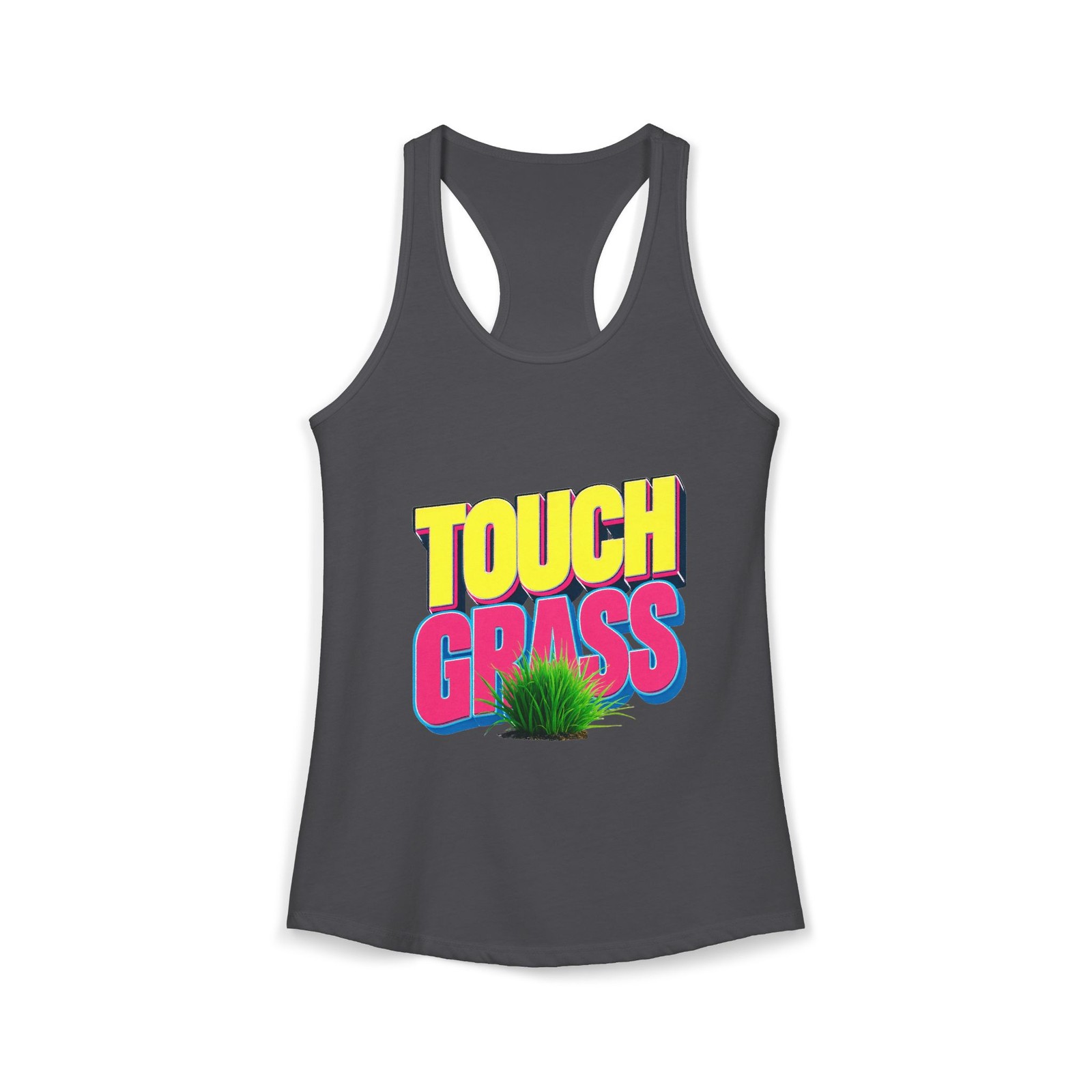 Touch Grass Meme Women’s Racerback Tank Top Funny Internet Made in USA