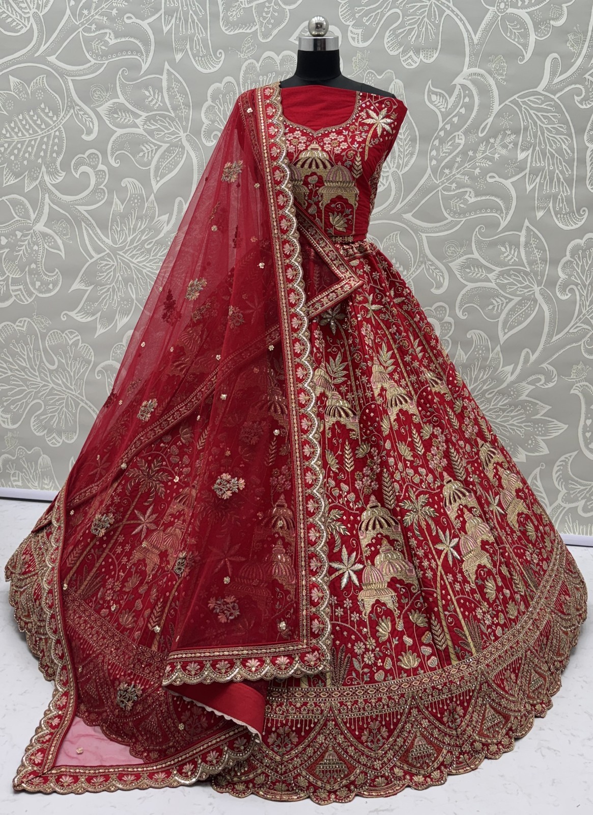 Luxury Silk Lehenga Choli Dori Zari Sequins Bridal Reception Outfit