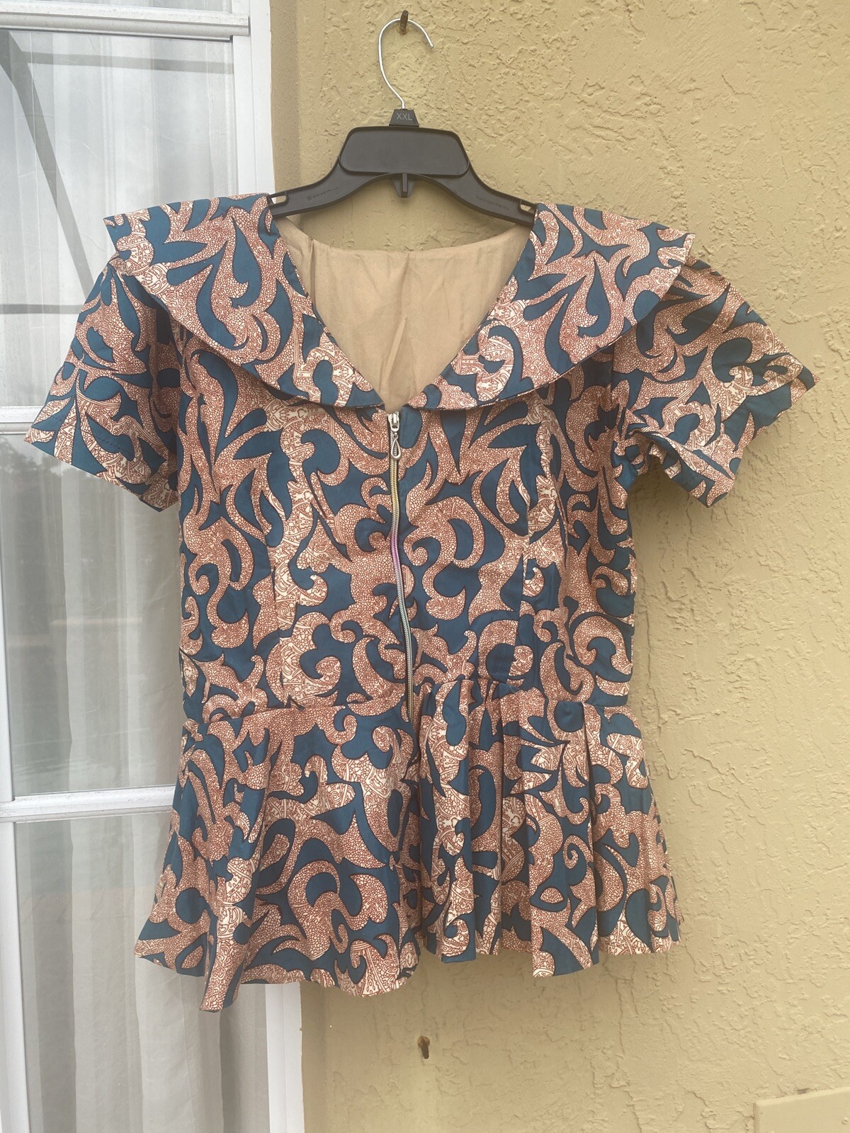 NIGERIAN AFRICAN WAX ANKARA BLOUSE/ TOP & PANT( CULTURAL& ETHNIC CLOTHING) L/XL