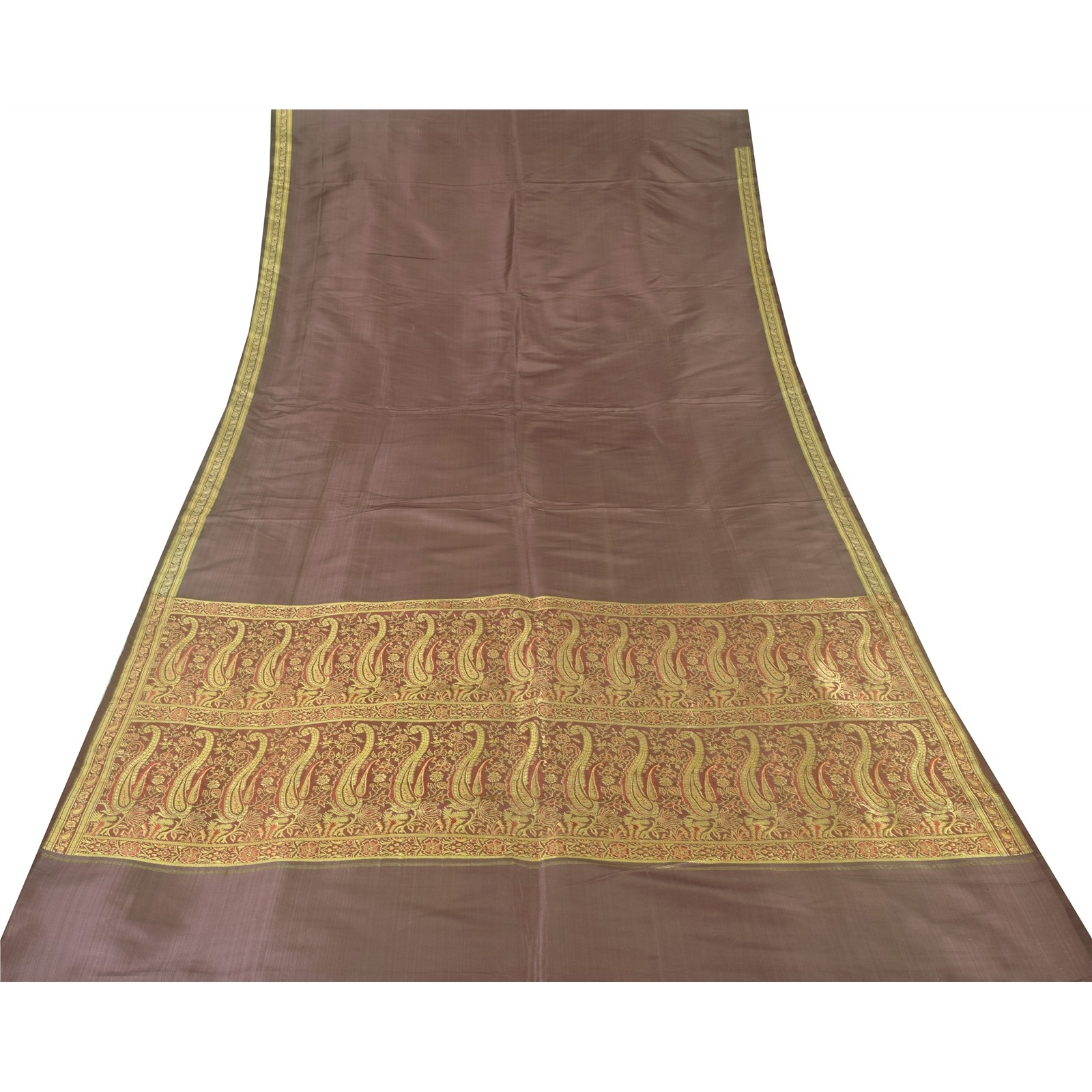 Sanskriti Vintage Lilac Soft Pure Silk Sarees Brocade/Banarasi Zari HandWoven 5Y