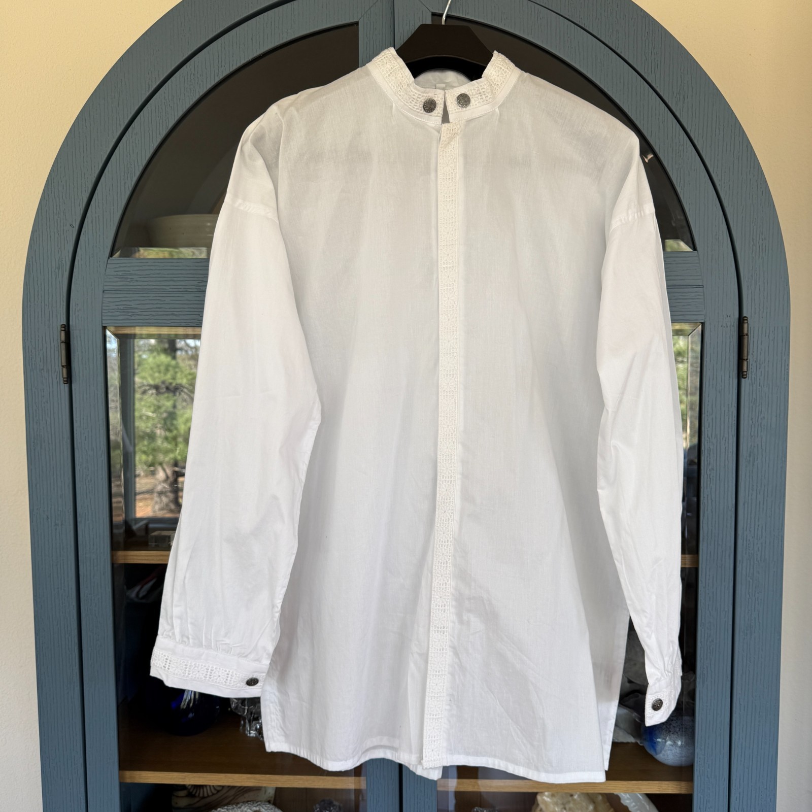 MENS 3XL Norwwgian BUNAD FESTDRAKT SHIRT from NORWAY Cotton with pewter
