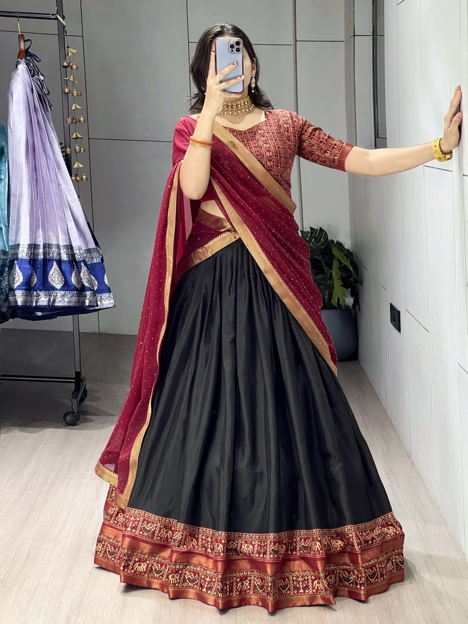 Cotton Lehenga Choli With Georgette Sparkle Dupatta outfit