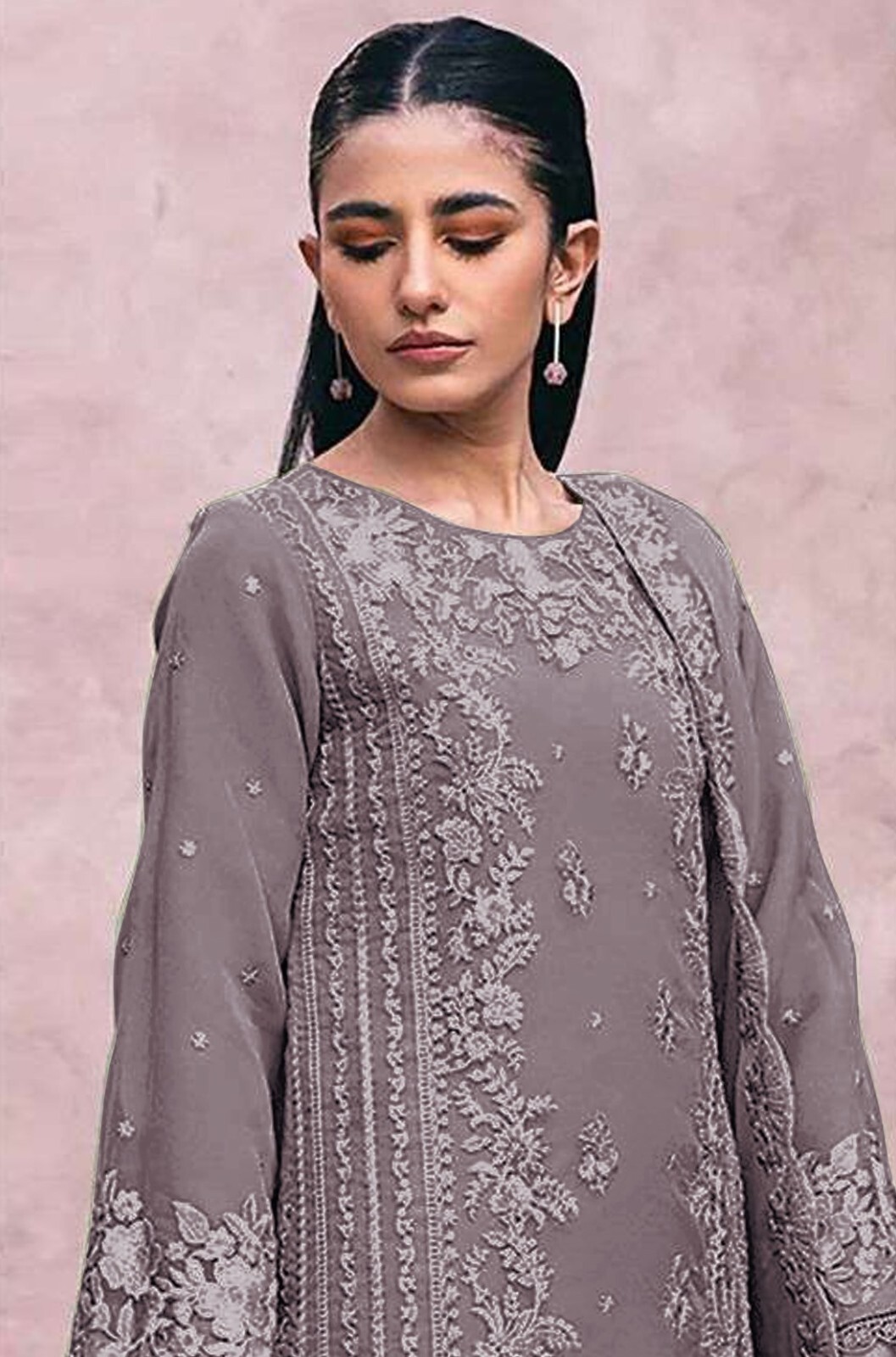 Grey Beautiful Pakistani Suit Material