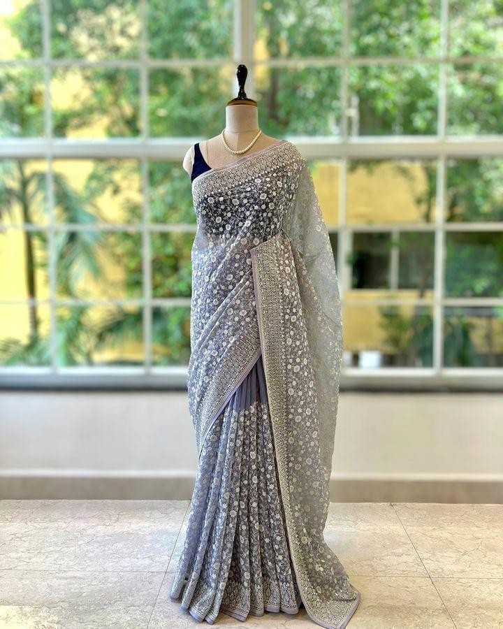 Bollywood Outfit Wedding Night Party Wear Traditional Saree Blouse Wrap Dress