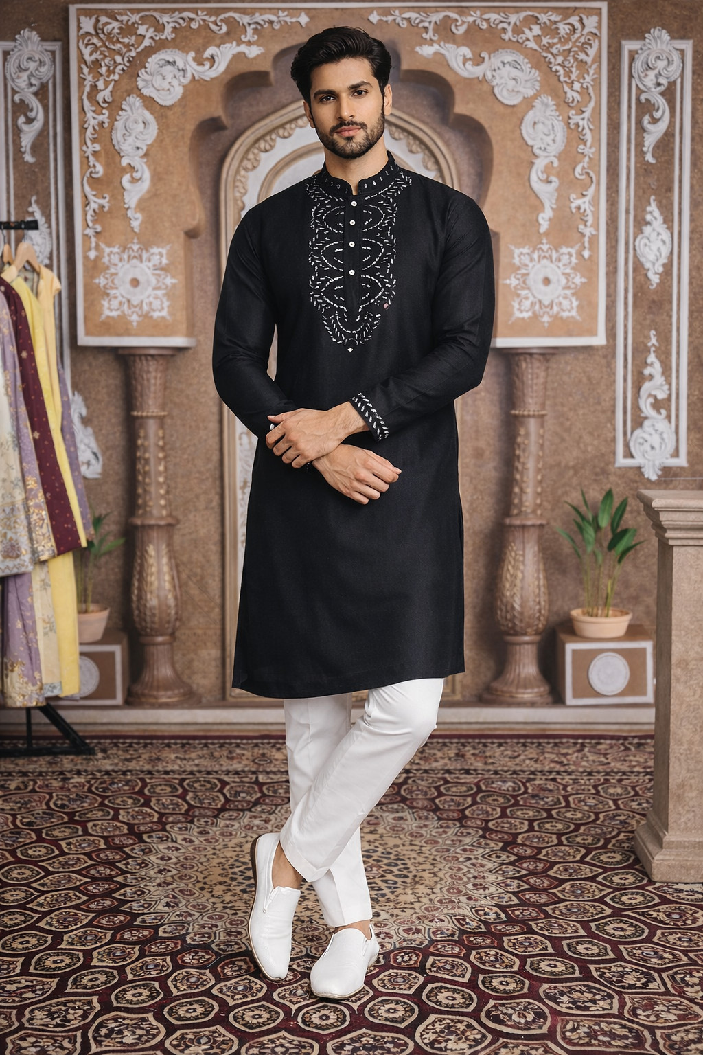 Men Kurta Set Pakistani Kurta Pyjama Indian Suits Sherwani Wedding Party Groom L