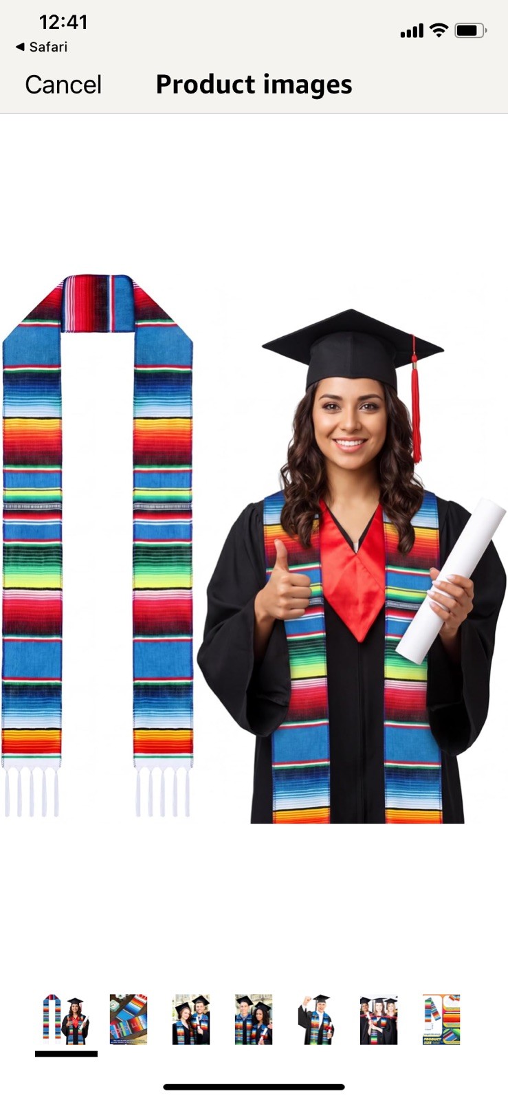 Mexican Serape Graduation Sash Multicolor stole unisex 81×5 inches