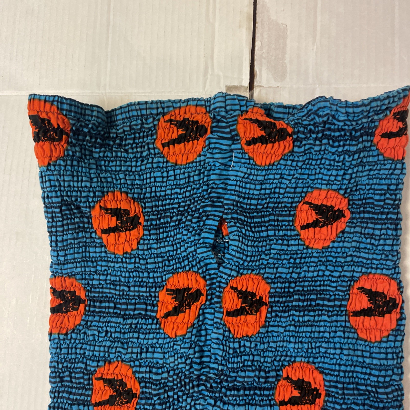 Women’s African Wax Dashiki Ankara Homemade Blue Body Con Tube Scrunchy Dress