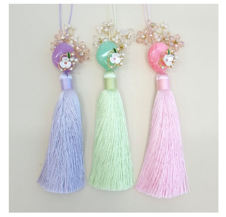 Korean Traditional Hanbok Norigae Dallae Flower Charm 23cm Pink Mint Lavende