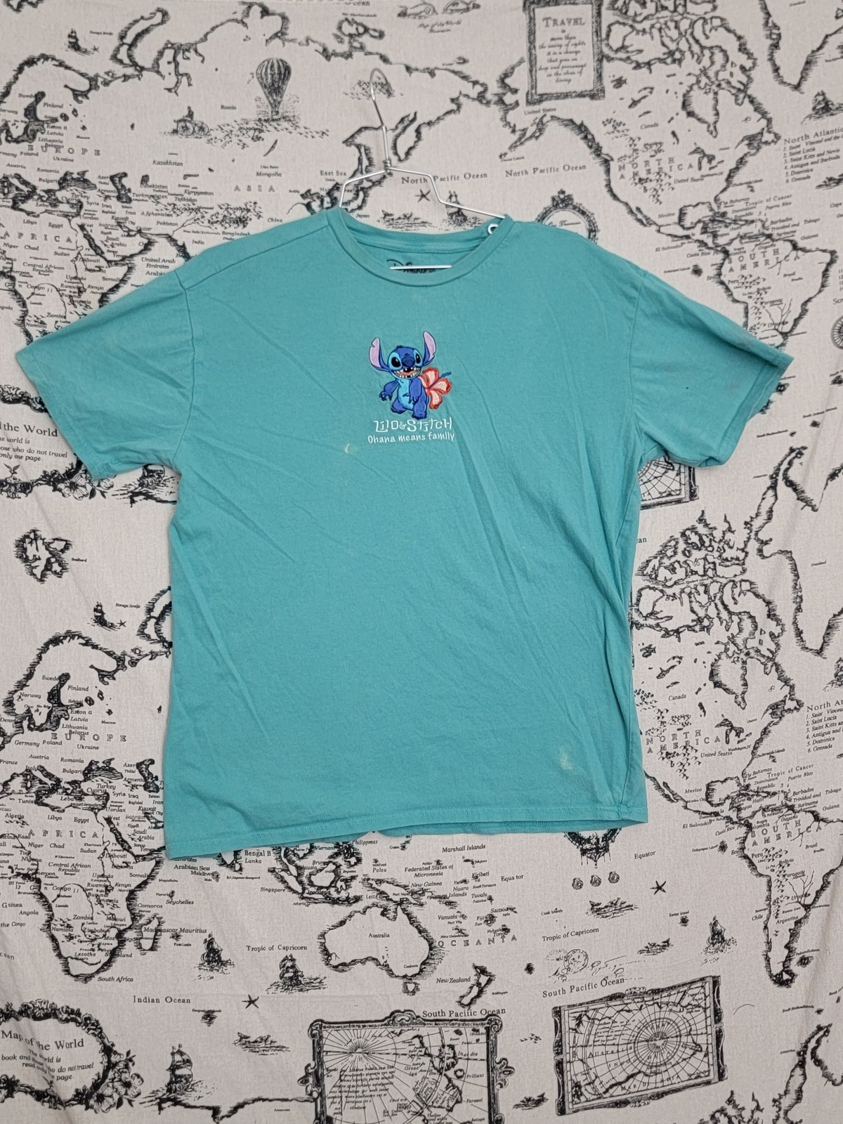 Disney Lilo & Stitch Embroidered T-Shirt Ohana Means Family Women’s SM