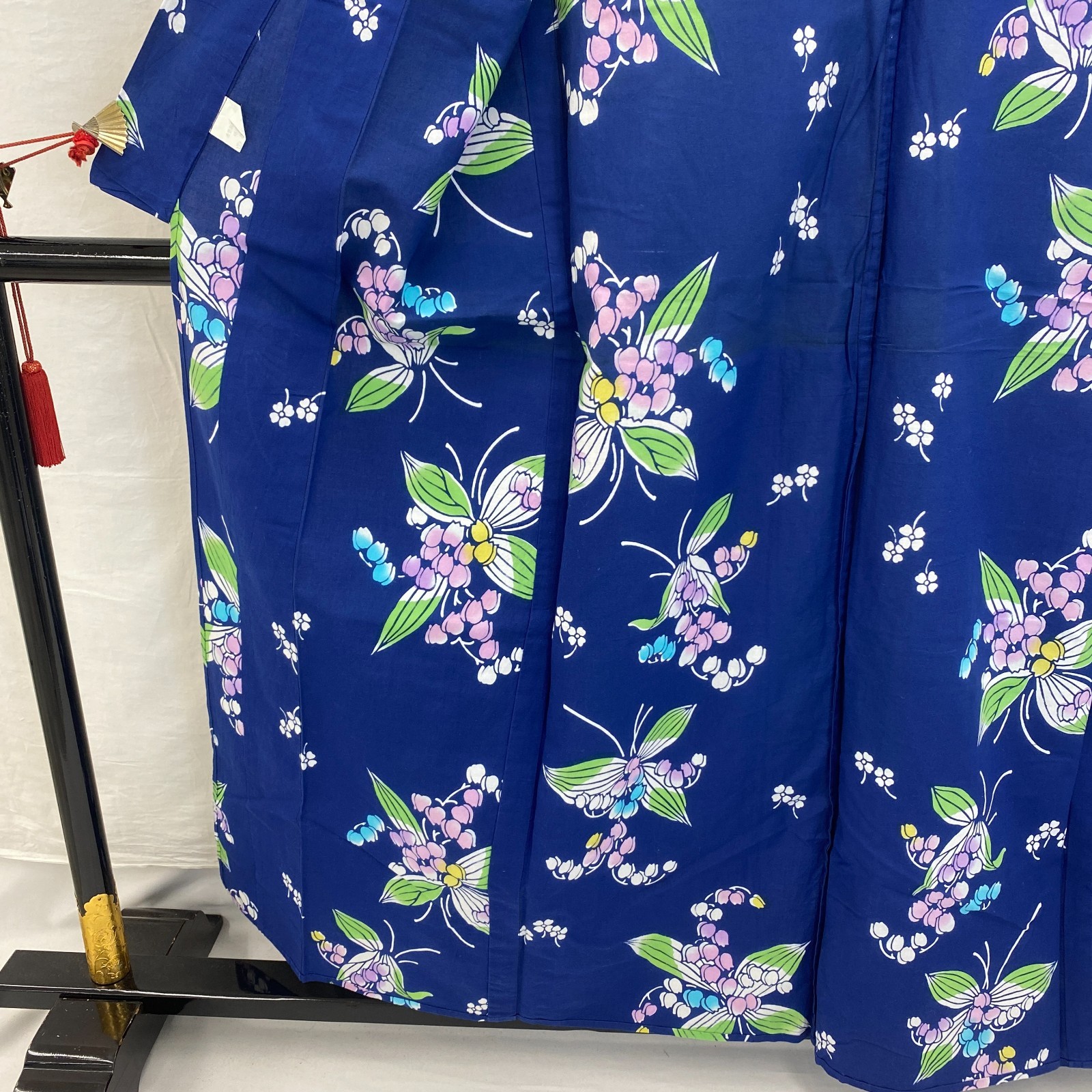 Japanese Vintage Kimono Yukata Cotton Blue No Lining Traditional Length 60 in