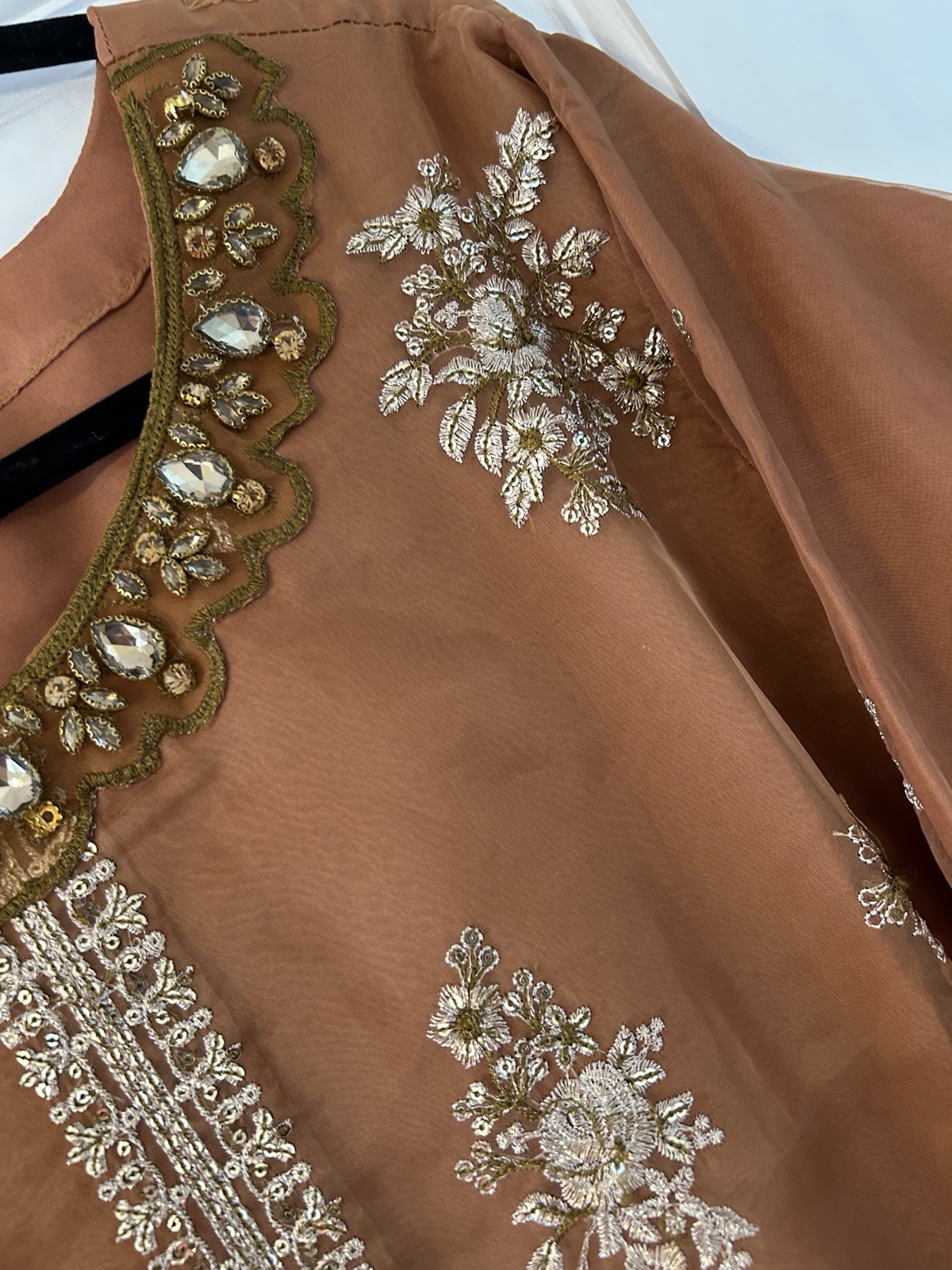 Women’s Party Wedding Wear Hand Embellished Shalwar Kameez Plus Size 50 Slim Fit
