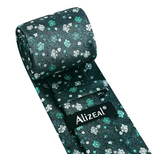 Mens 3.15inches Exquisite Floral Tie with Small Flower Printed D142-dark Green