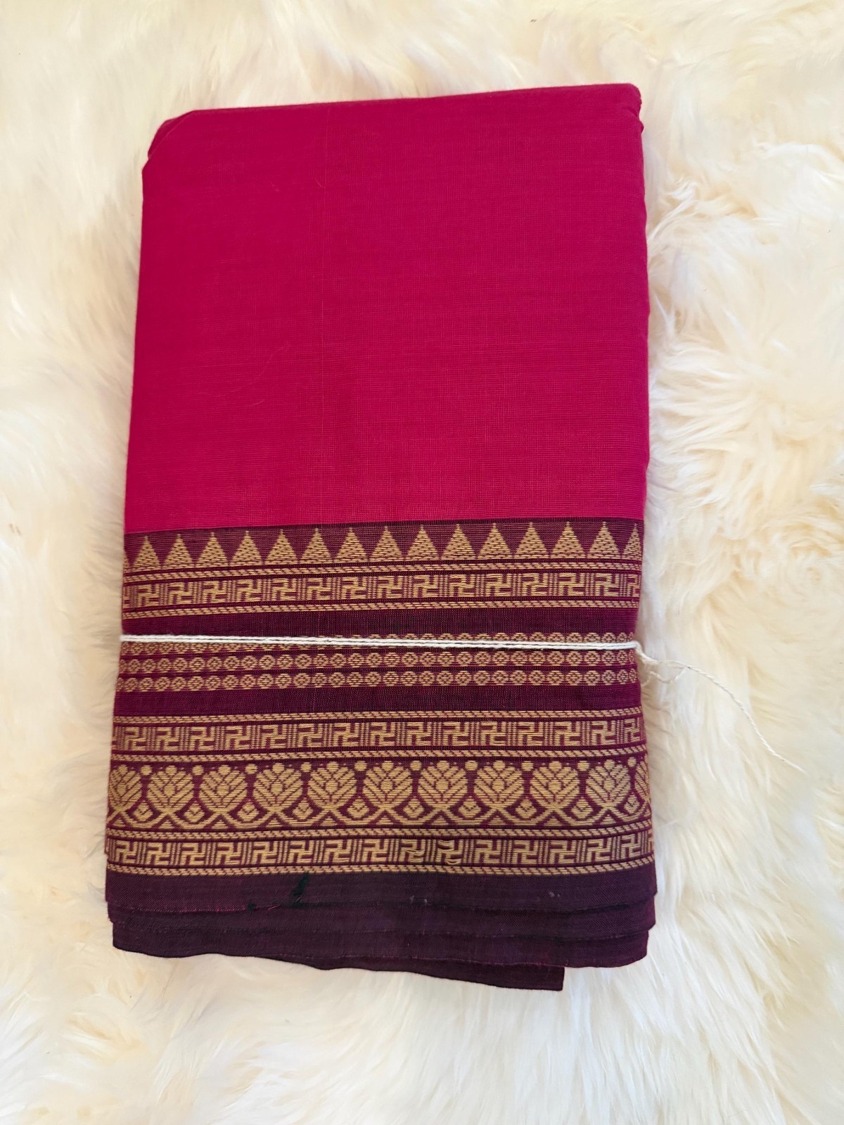 Magenta Pink Handloom Kanchi Cotton Saree partywear casual wear Sari For Women