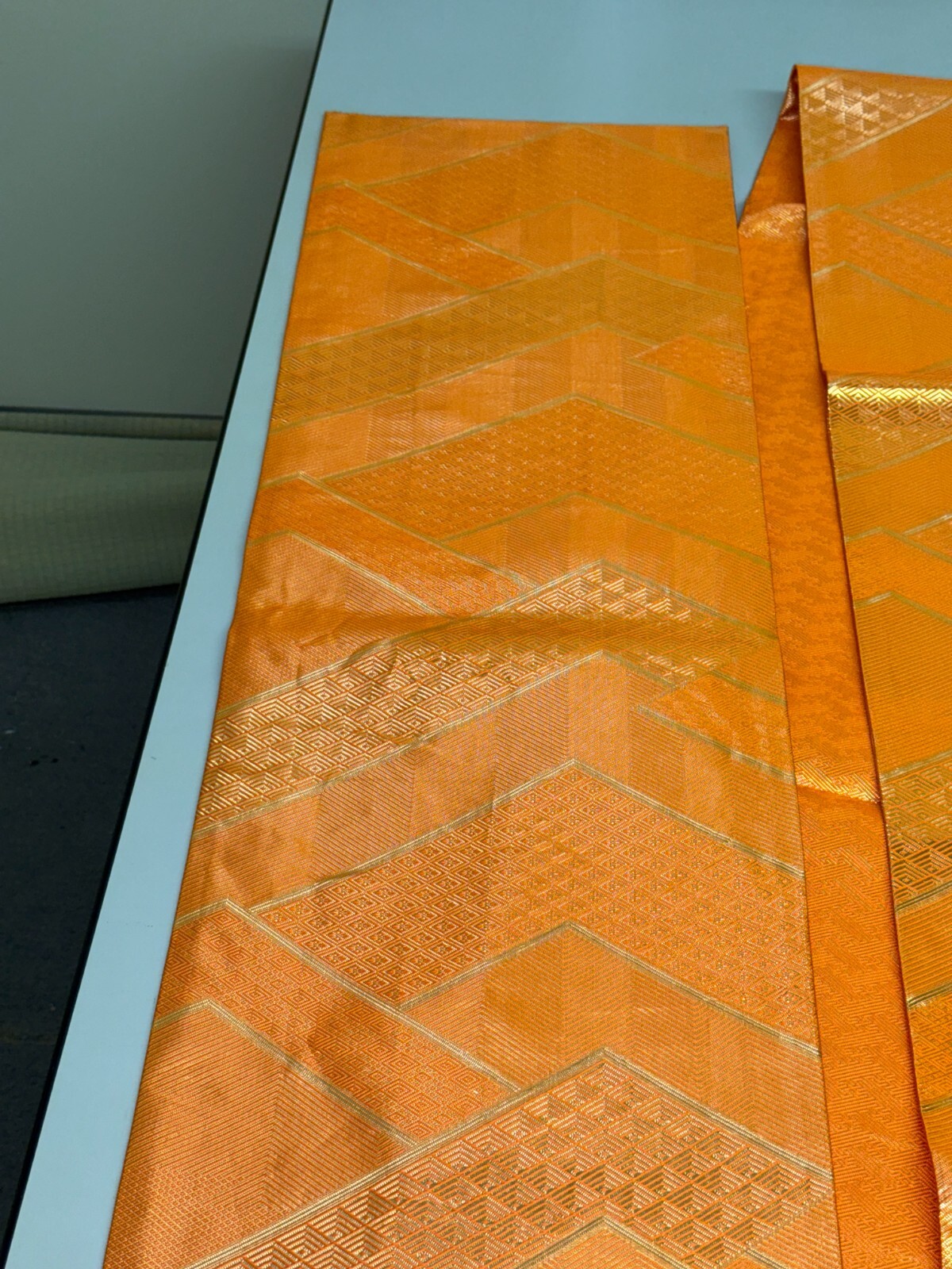 Japanese Vintage Kimono Fukuro Obi silk orange expensive tradition 170×12.2in