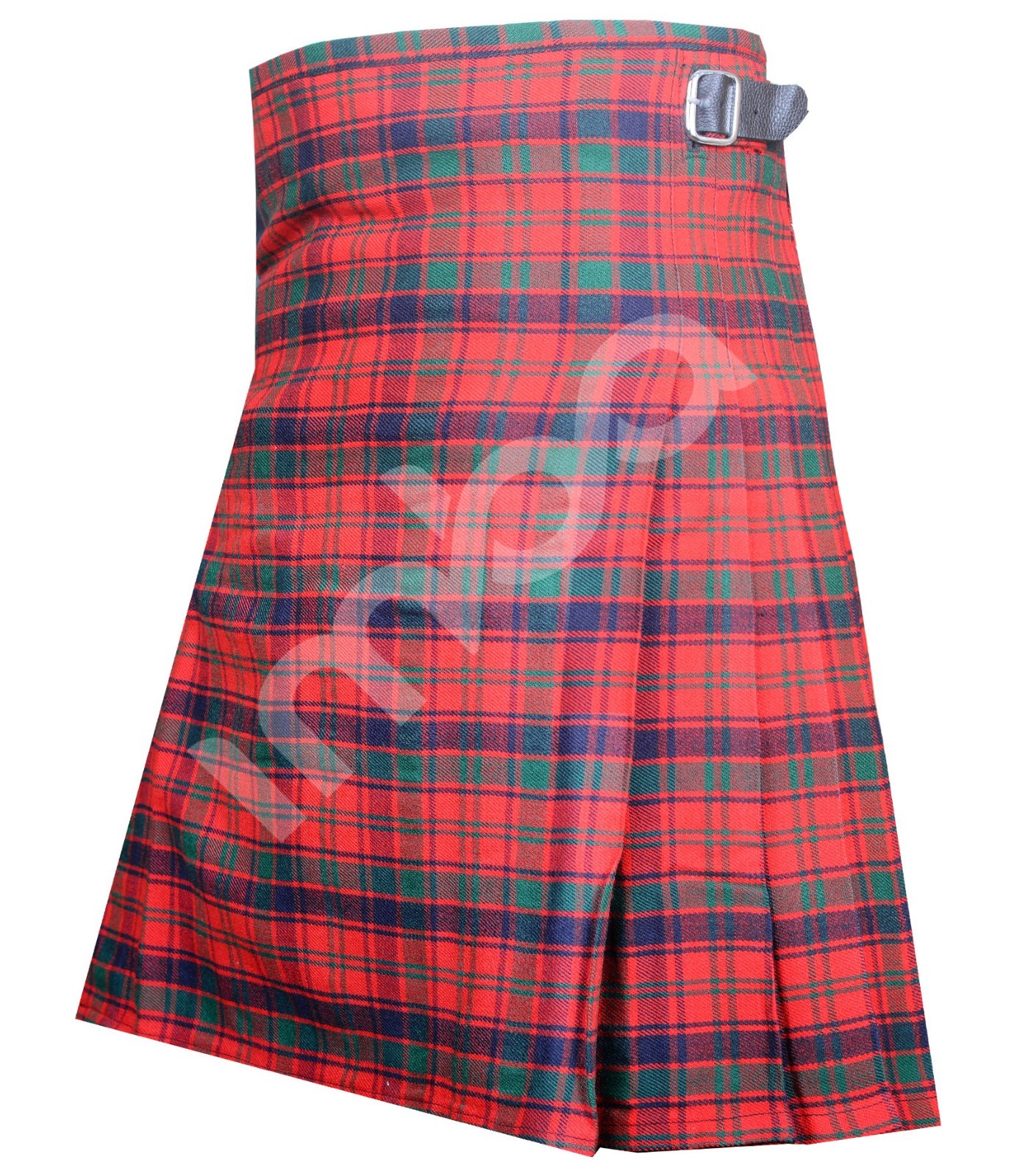 Men’s Robertson Red Modern Tartan Kilt 8 Yard 16oz Leather Custom Size