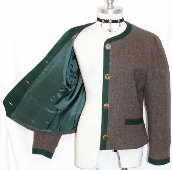 BROWN Women WOOL German Suit Winter Dress JACKET 8 10 M