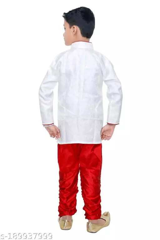 Indian Bollywood Wear Kids & Boys Fancy Kurta maroon-kora kurta set (Pack of 1)