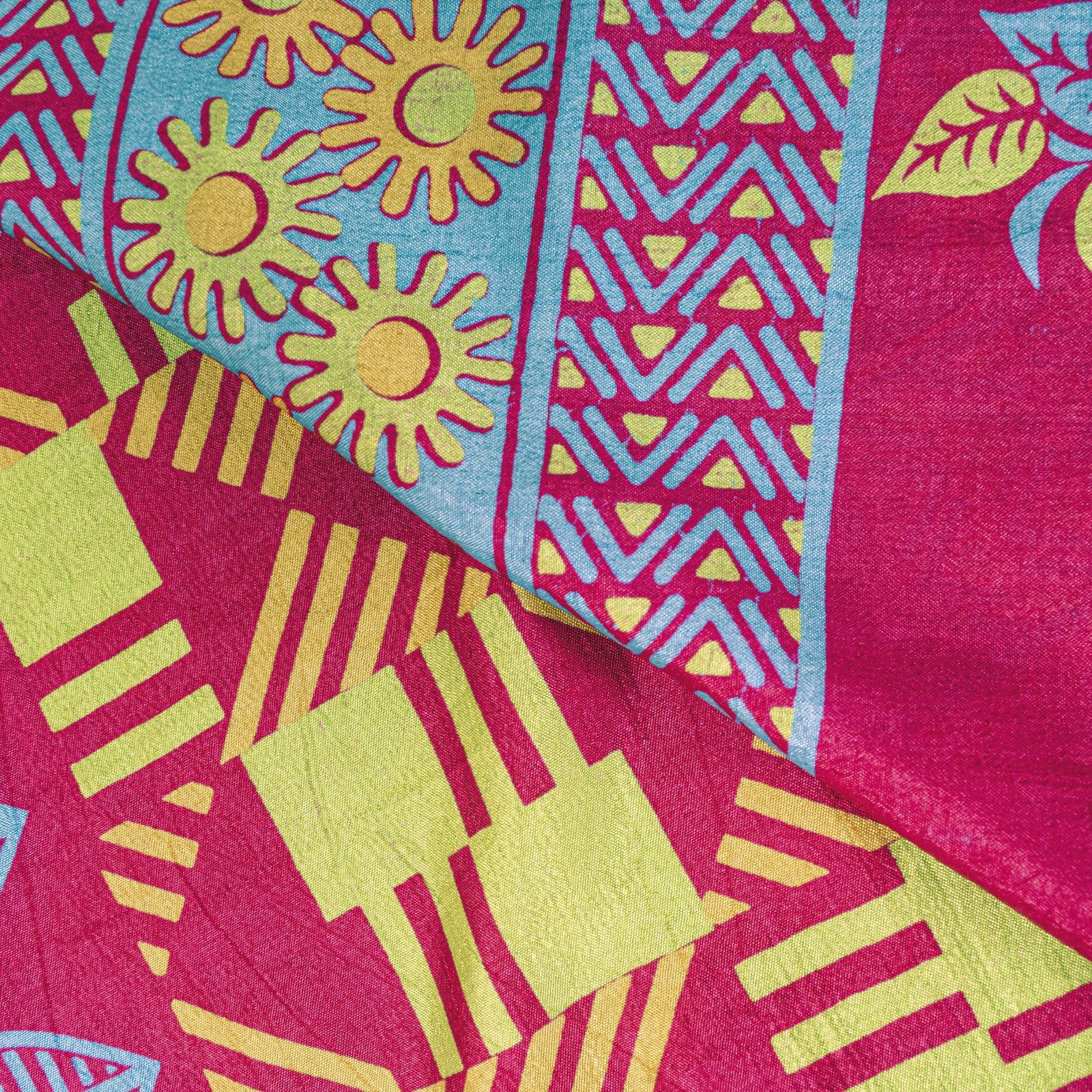 Sanskriti Vintage Pink Moss Crepe Saree Printed Fabric Bollywood Floral 5Yd Sari